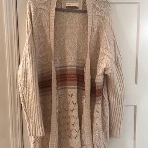 Anthropologie Cream and Brown Women's Cardigan
